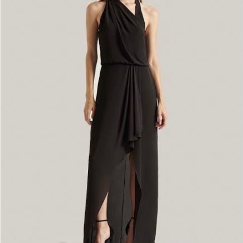 HALSTON Women's Asymmetric Draped Gown